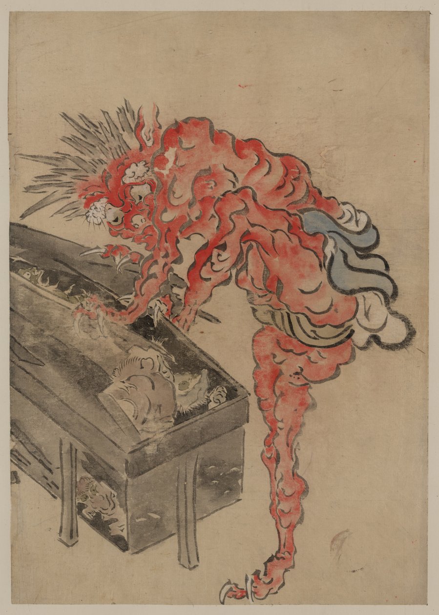 Demon, possivelmente Ibaraki, abrindo uma caixa, no início do século XIX. de Unbekannt