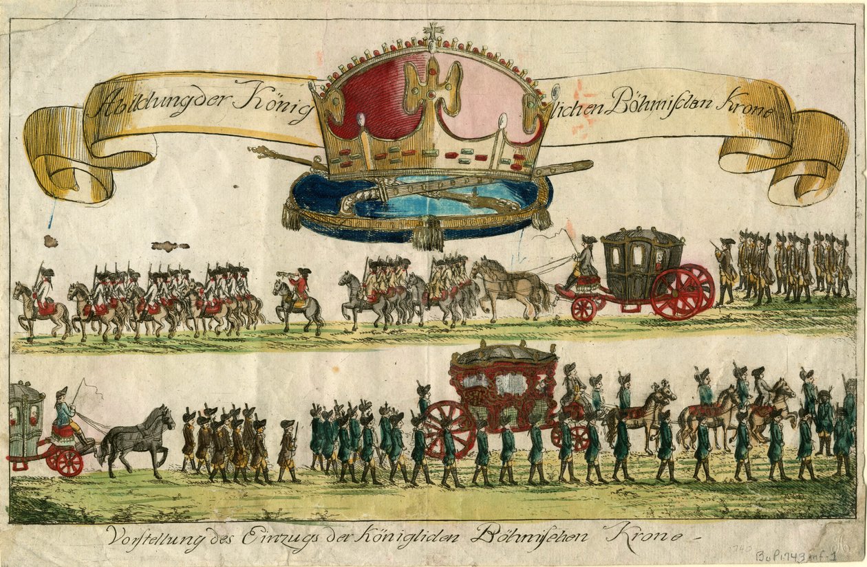 Representação da Coroa Boêmia Real: Apresentação da entrada da Coroa Boêmia Real, 1743. de Unbekannt