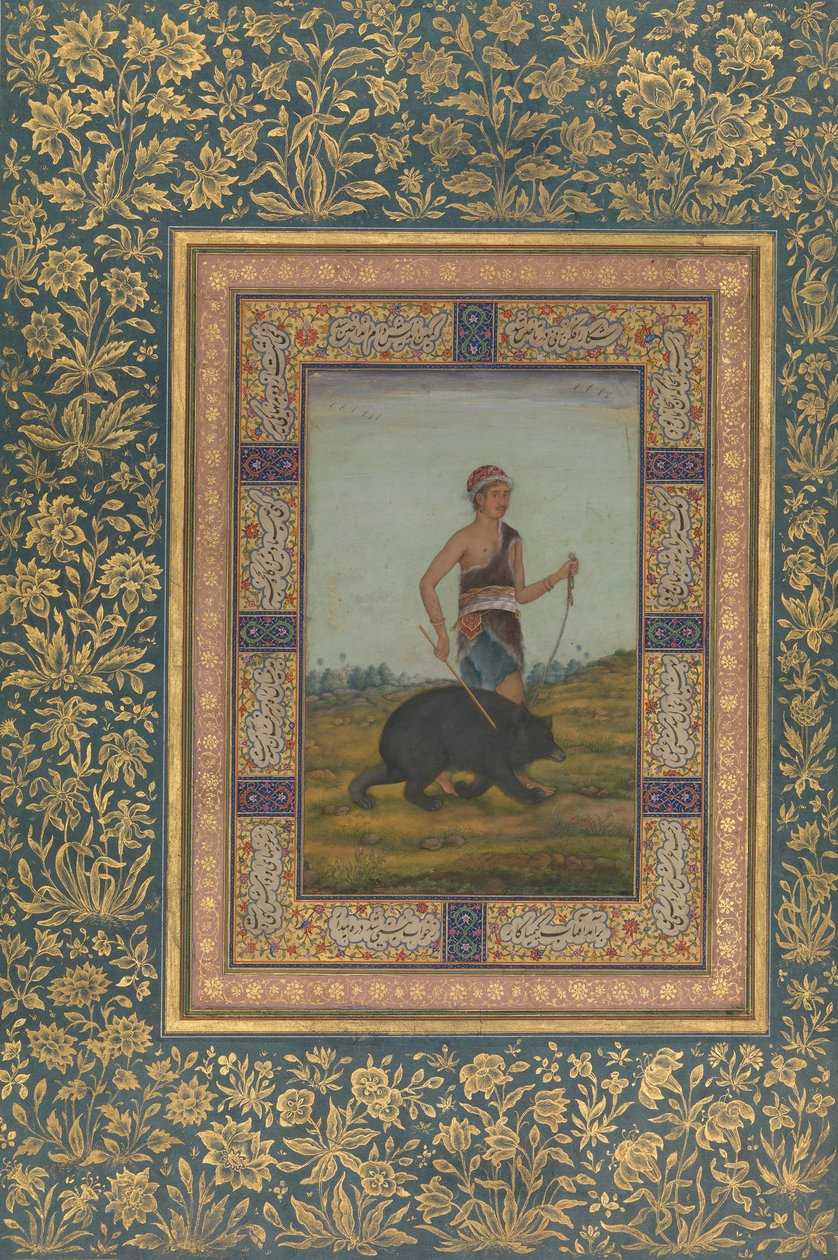 Dervish Leading a Bear, Folio do álbum Shah Jahan, reto: início do século XIX. de Unbekannt