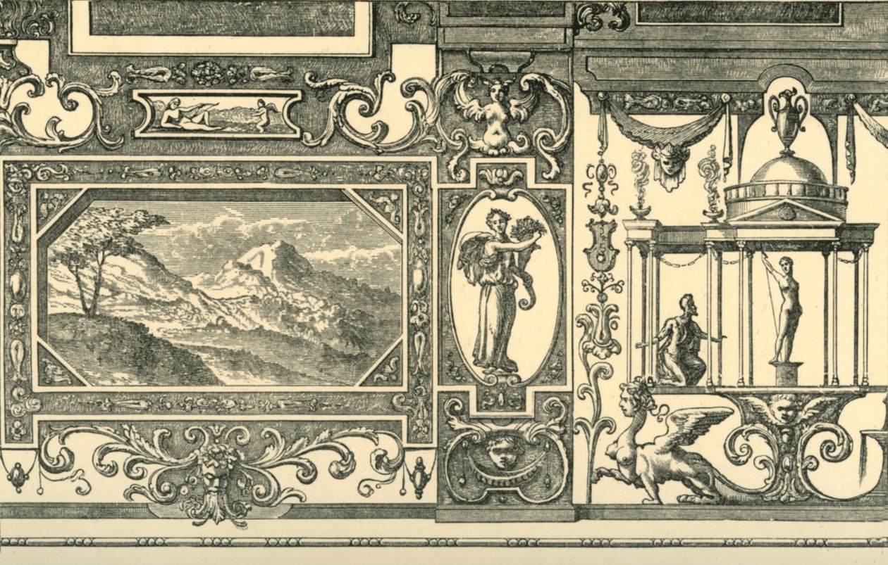 Design para decoração de parede ou teto no gosto grotesco, século XVI, 1881. de Unbekannt