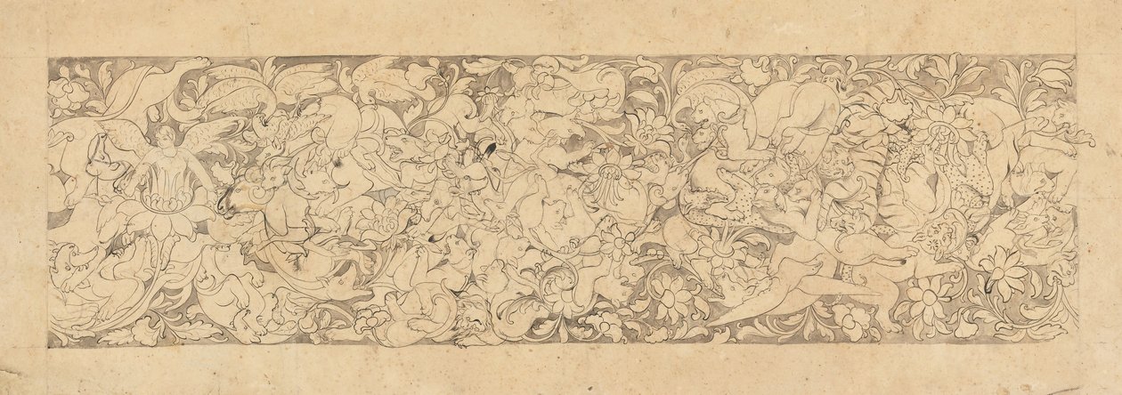 Desenho de Animais e Plantas Entrelaçados, século XVIII-XIX. de Unbekannt