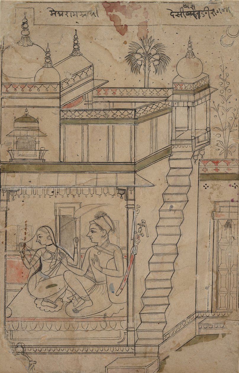 Desvarari Ragini: Folio de uma série de ragamala Garland of Musical Modes , início do século XVIII. de Unbekannt