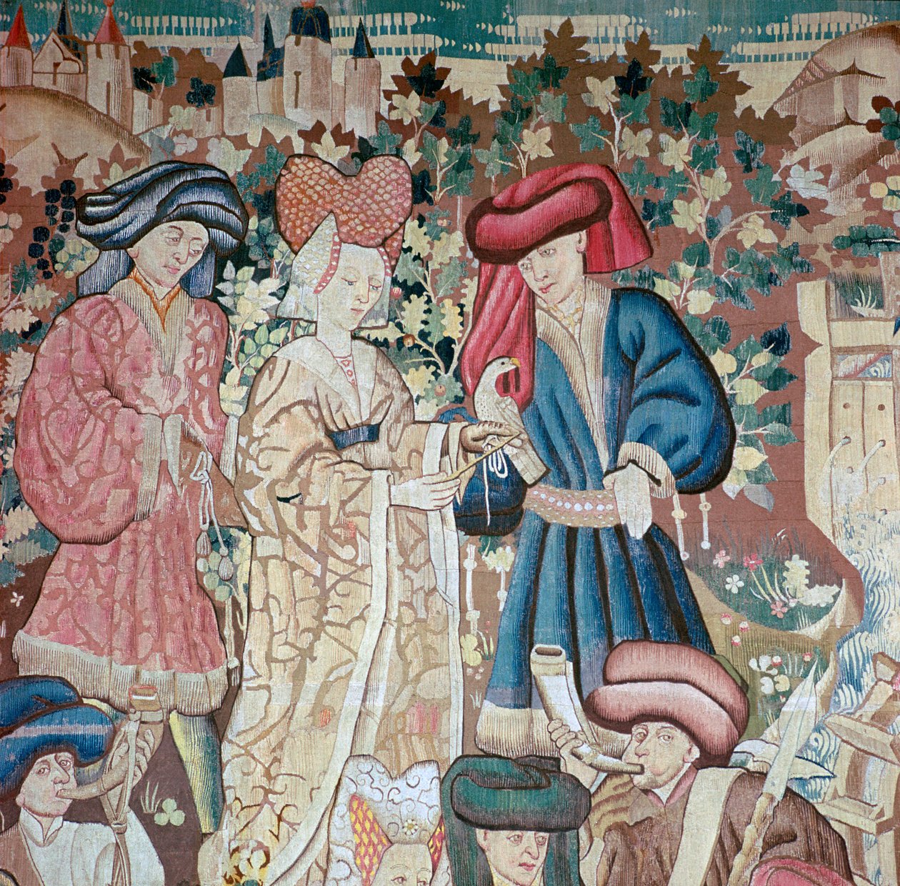 Detalhe das tapeçarias de caça de Devonshire, século XV de Unbekannt