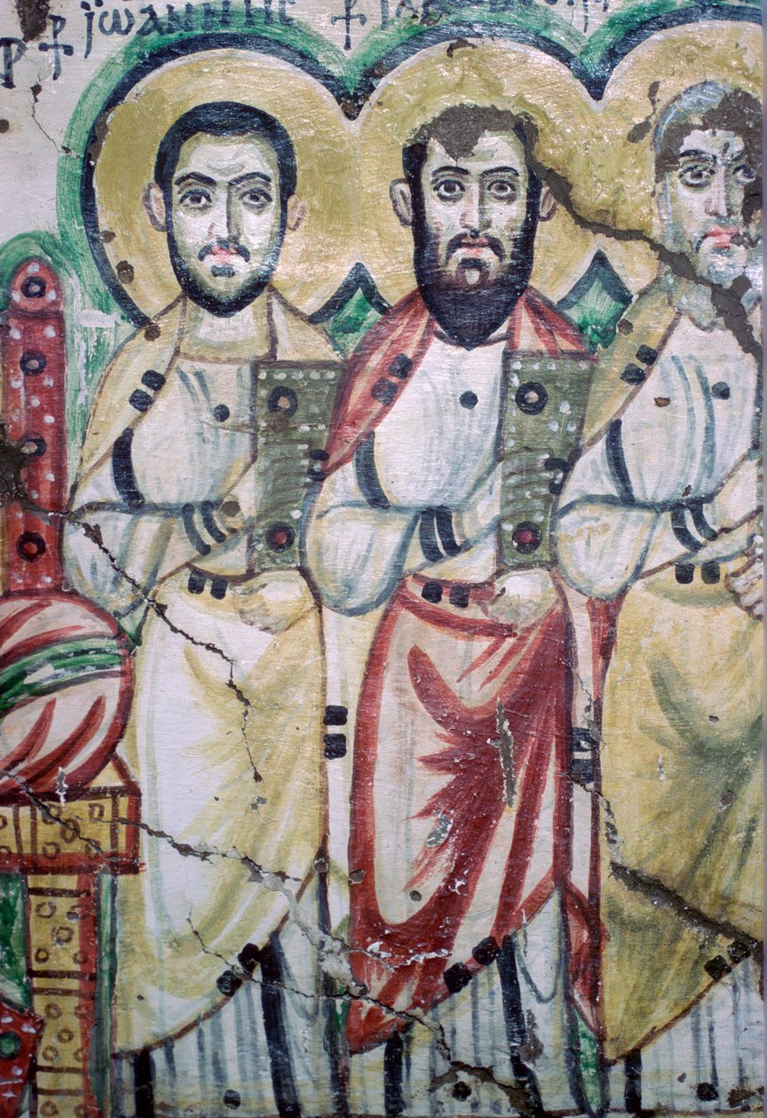 Detalhe de uma pintura de parede copta mostrando dois apóstolos, século VI de Unbekannt