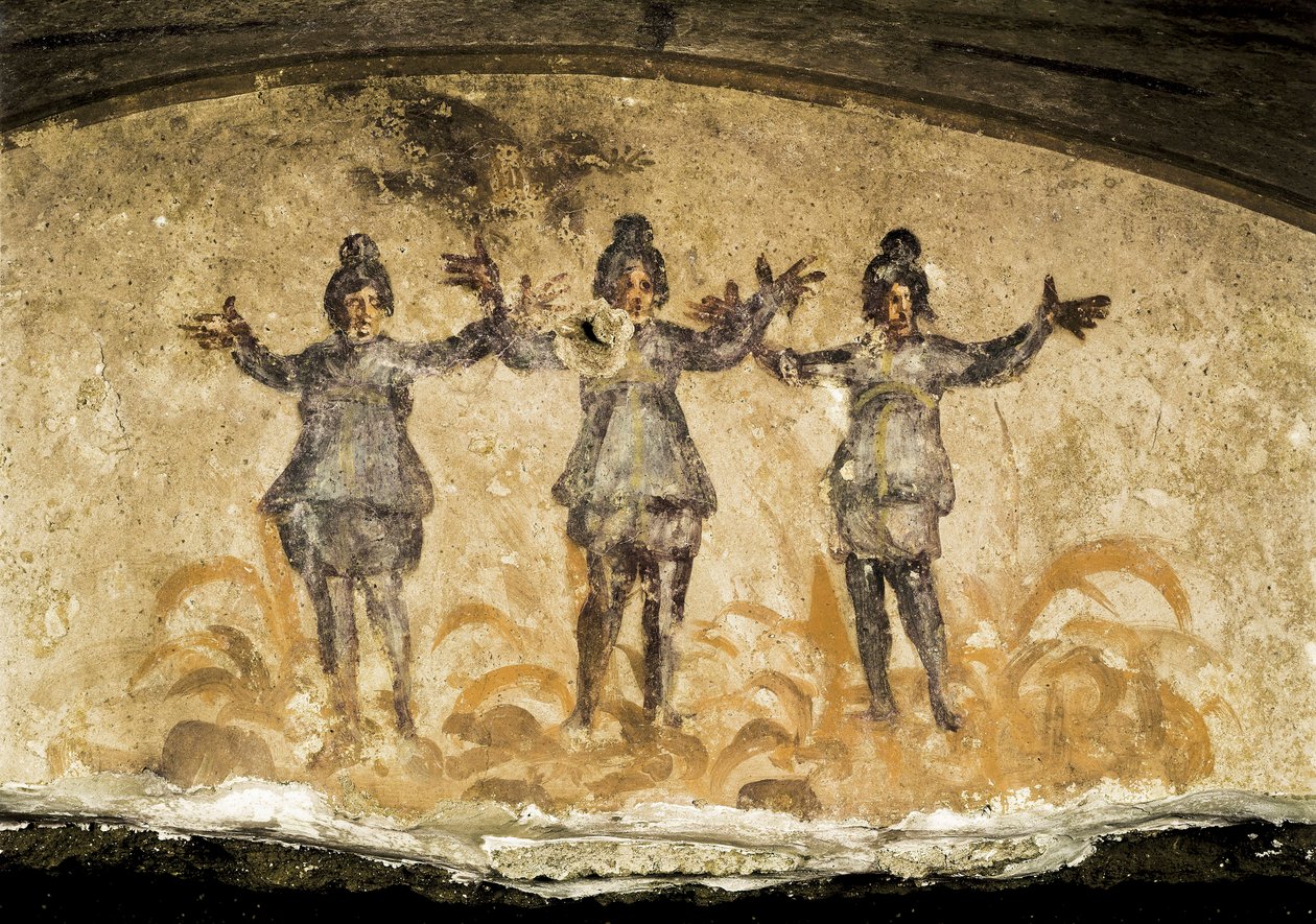 Pormenor de um fresco das Catacumbas de Priscilla (Priscilla), século II ou III d.C. de Unbekannt