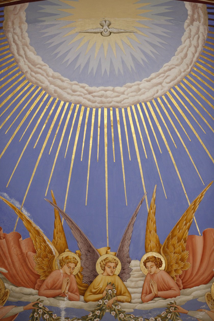 Detalhe de um afresco na igreja da Visitação em Ein Kerem : anjos, Ein Kerem, Israel de Unbekannt