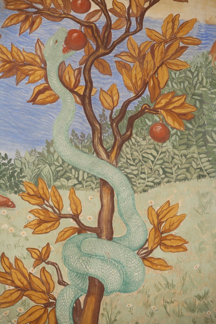 Detalhe de um fresco mostrando o jardim do Éden, Puteaux, França de Unbekannt