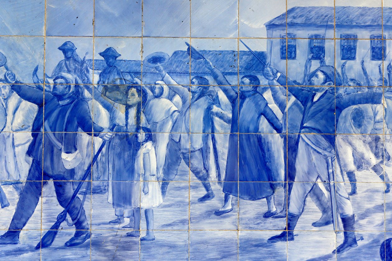 Detalhe de um mosaico representando o povo Cachoeira aplaudindo o Príncipe Pedro, que levou o Brasil à independência, Cachoeira, Brasil de Unbekannt
