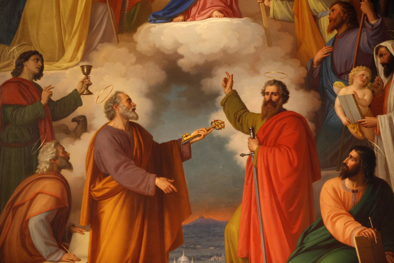 Detalhe de um quadro na Basílica de Maria Auxiliadora mostrando São Pedro e São Paulo, Turim, Itália de Unbekannt