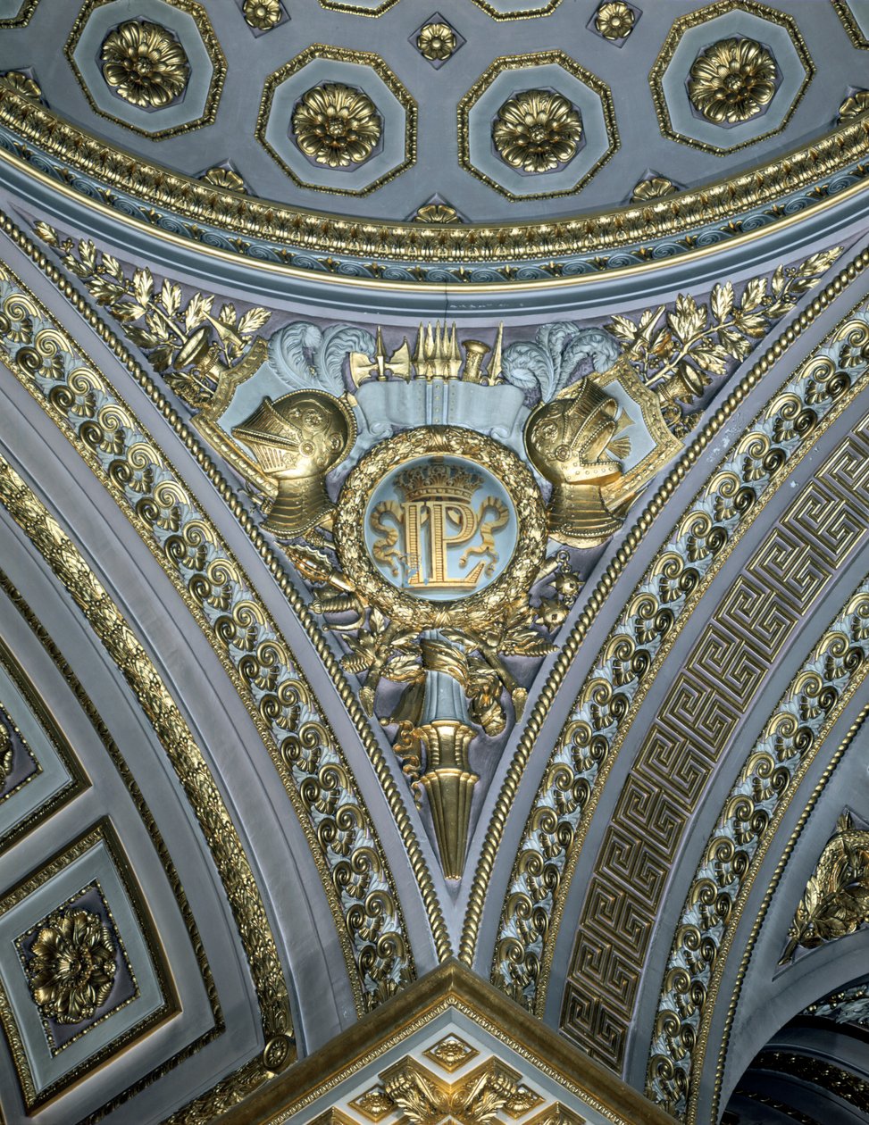 Detalhe de um pingente em uma cúpula, Galerie des Batailles, Castelo de Versalhes, França de Unbekannt