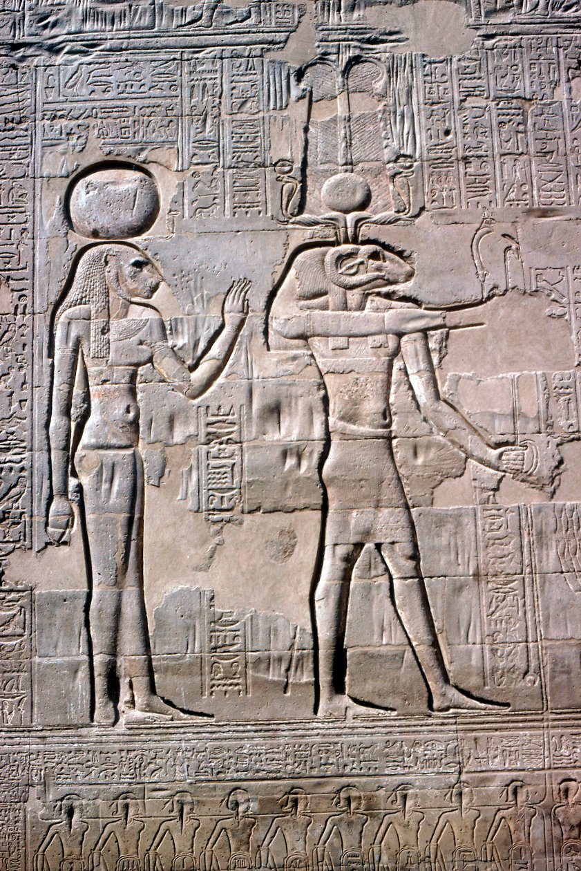 Detalhe de um relevo de Sekhmet e Khnum, Templo de Khnum, Períodos Ptolomaico e Romano de Unbekannt