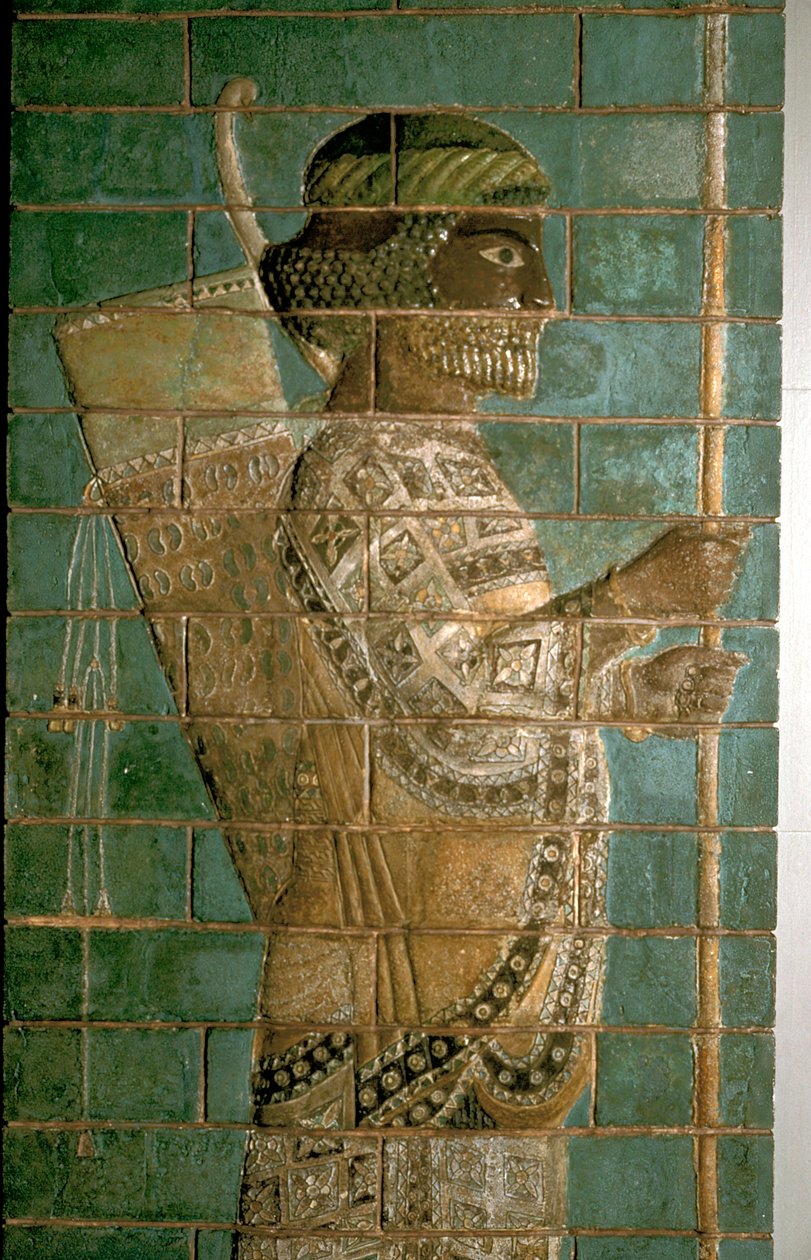 Detalhe de um relevo mostrando um arqueiro da Guarda Real Persa, Palácio de Dario I, Susa, c500 aC de Unbekannt