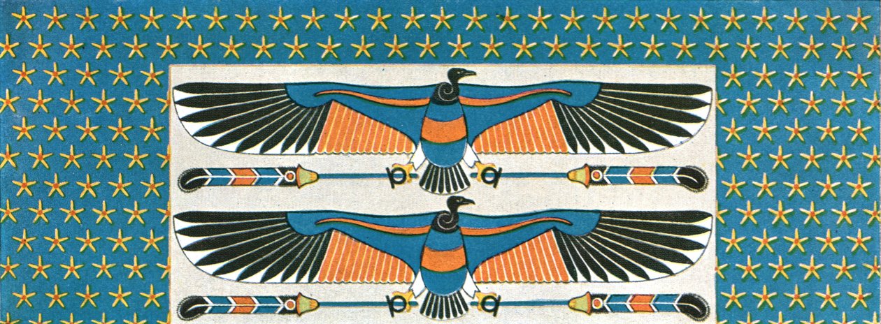 Detalhe de pintura de teto no túmulo de Bekenranef em Sakkara, Egito, 1928. de Unbekannt