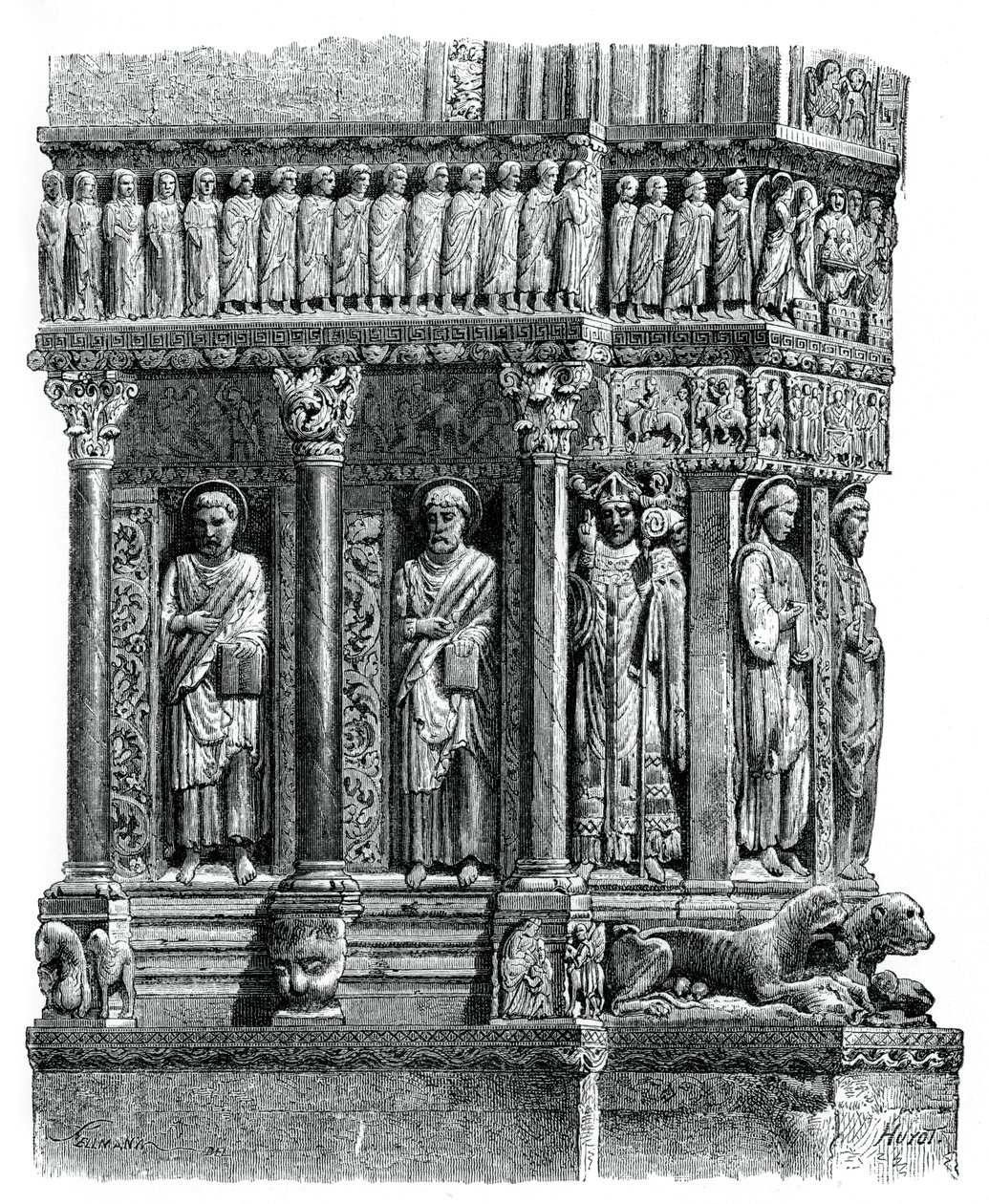 Detalhe do portal de St Trophimus, Arles, século XII, 1870 de Unbekannt