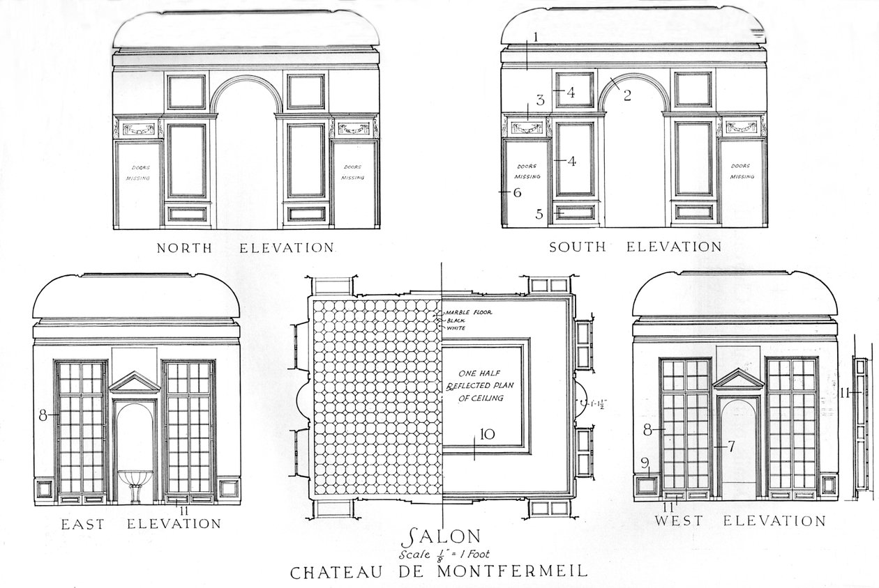 Detalhes dos salões, Chateau de Montfermeil, Paris, 1924 de Unbekannt