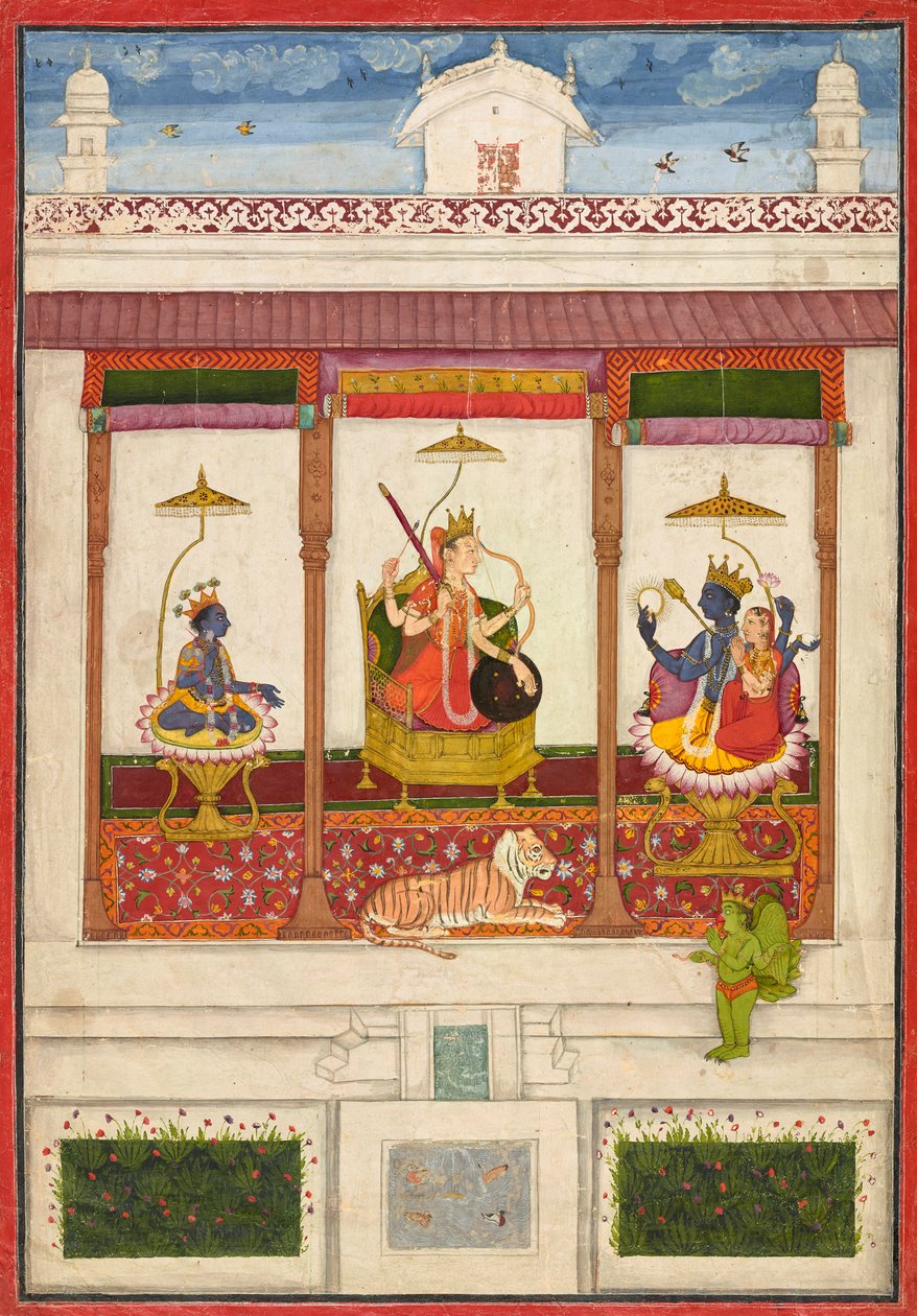 Devi com Krishna e Vishnu em um Palácio, ca. 1645-1655. de Unbekannt