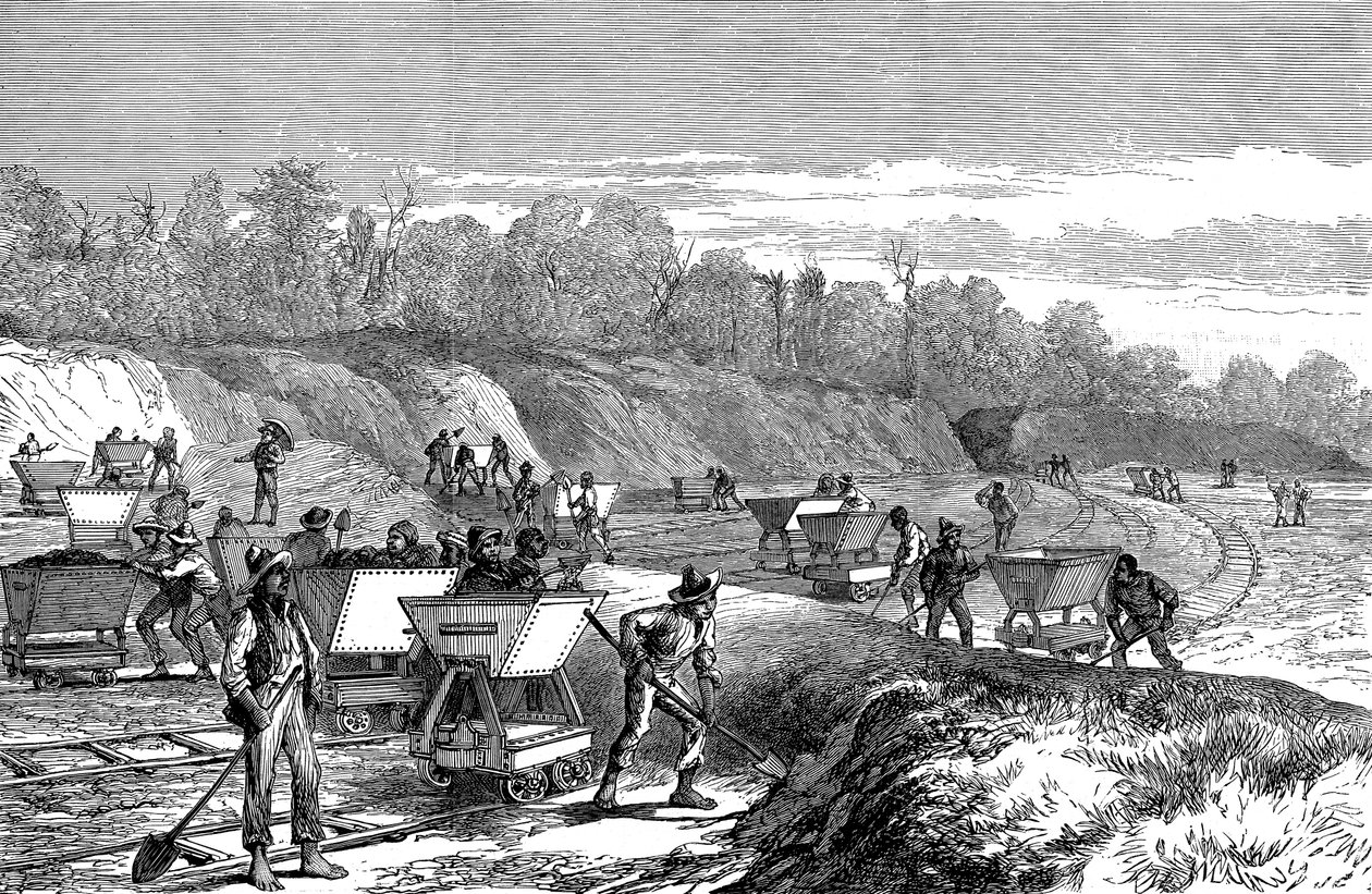 Cavando o Canal do Panamá, 1888 de Unbekannt