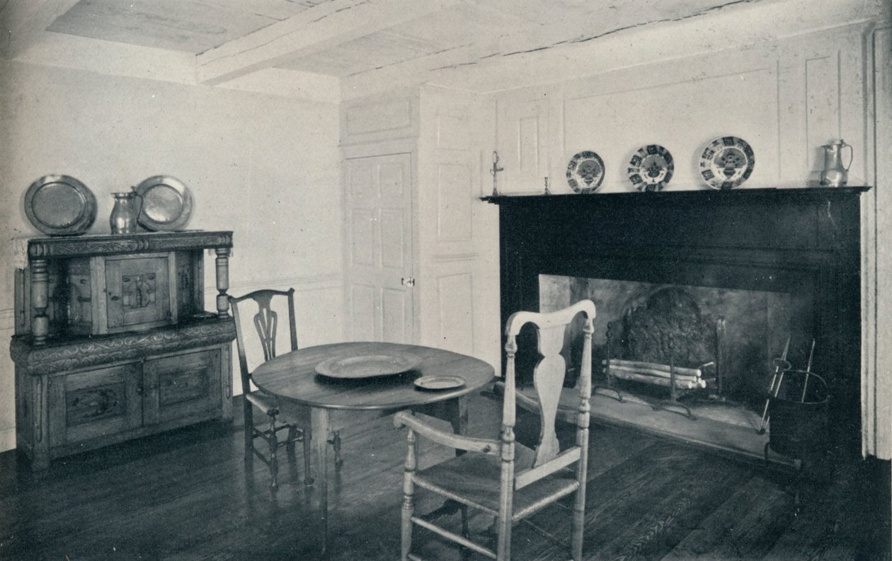Sala de jantar, por volta de 1800, da Shenk House, Long Island, 1930 de Unbekannt