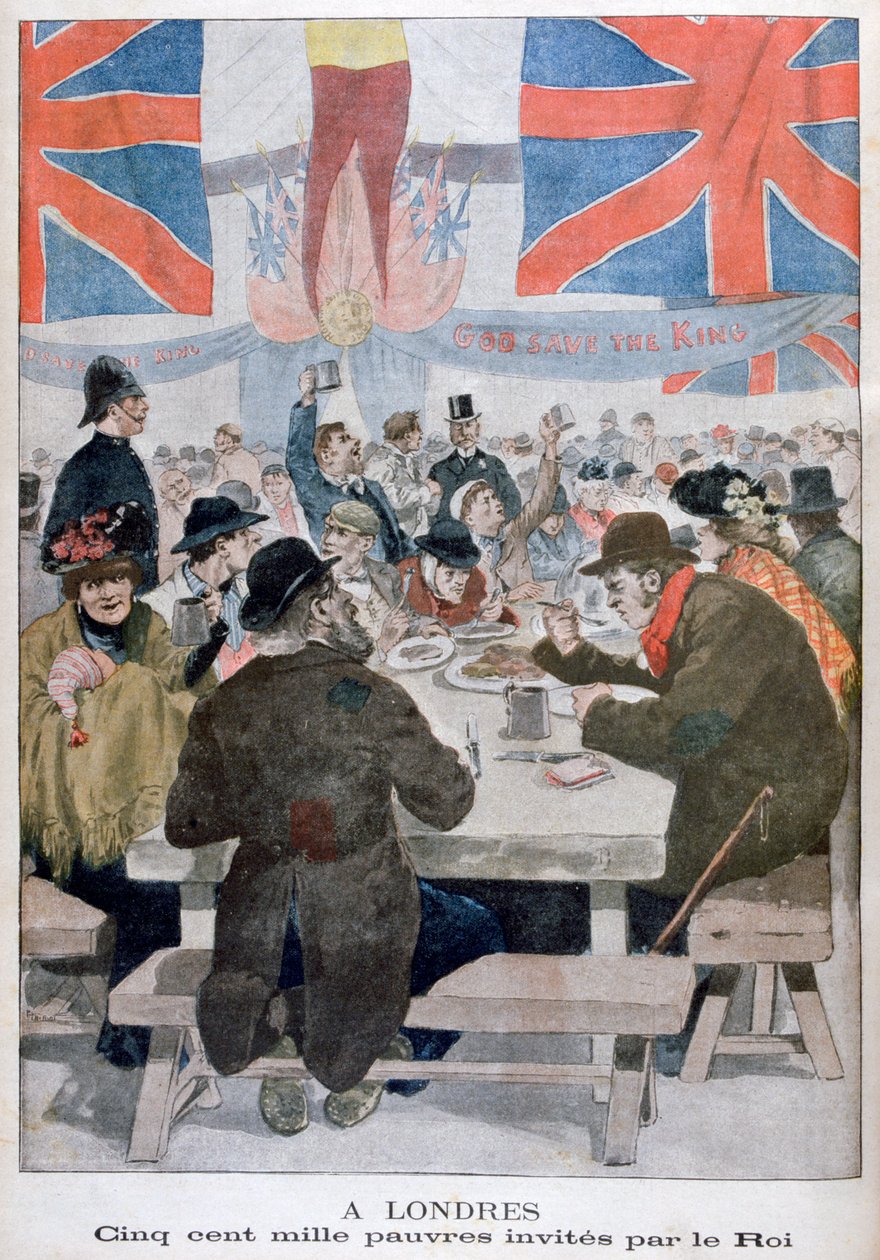 Jantar para os pobres em comemoração à coroação do rei Eduardo VII, Londres, 1902 de Unbekannt