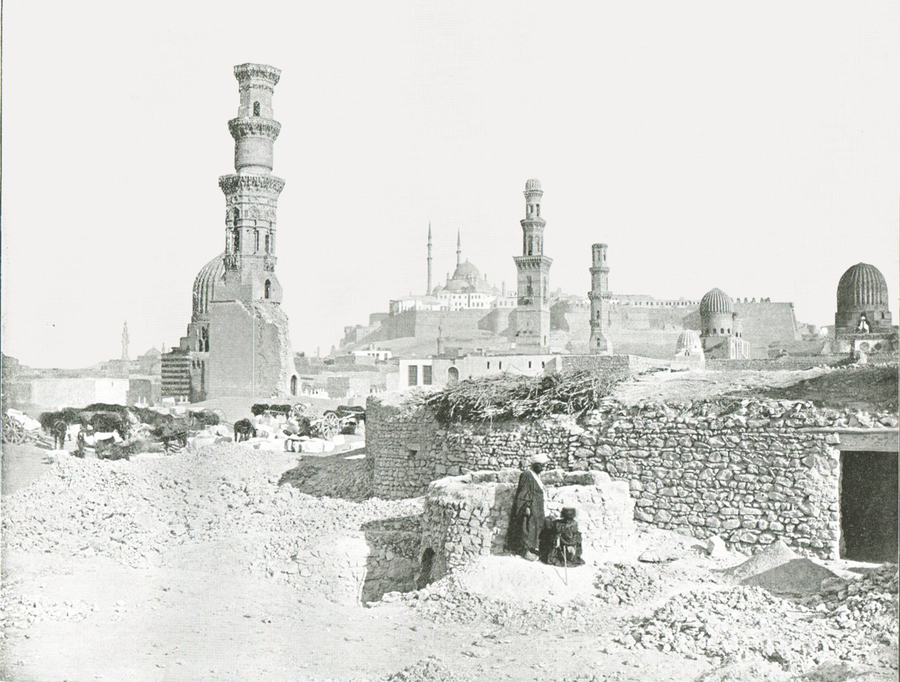 Vista distante da Cidadela, Cairo, Egito, 1895. de Unbekannt