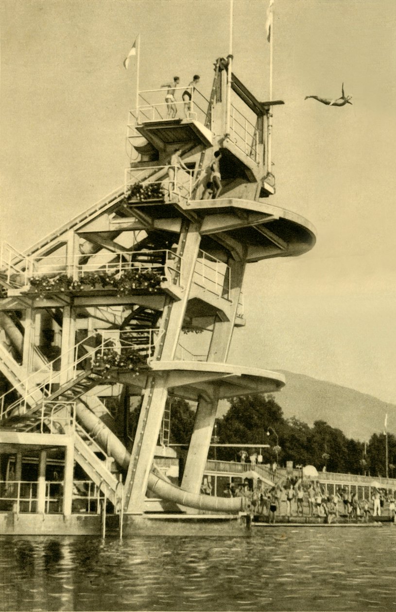 Plataforma de mergulho, Millstatt, Carinthia, Áustria, c1935. de Unbekannt