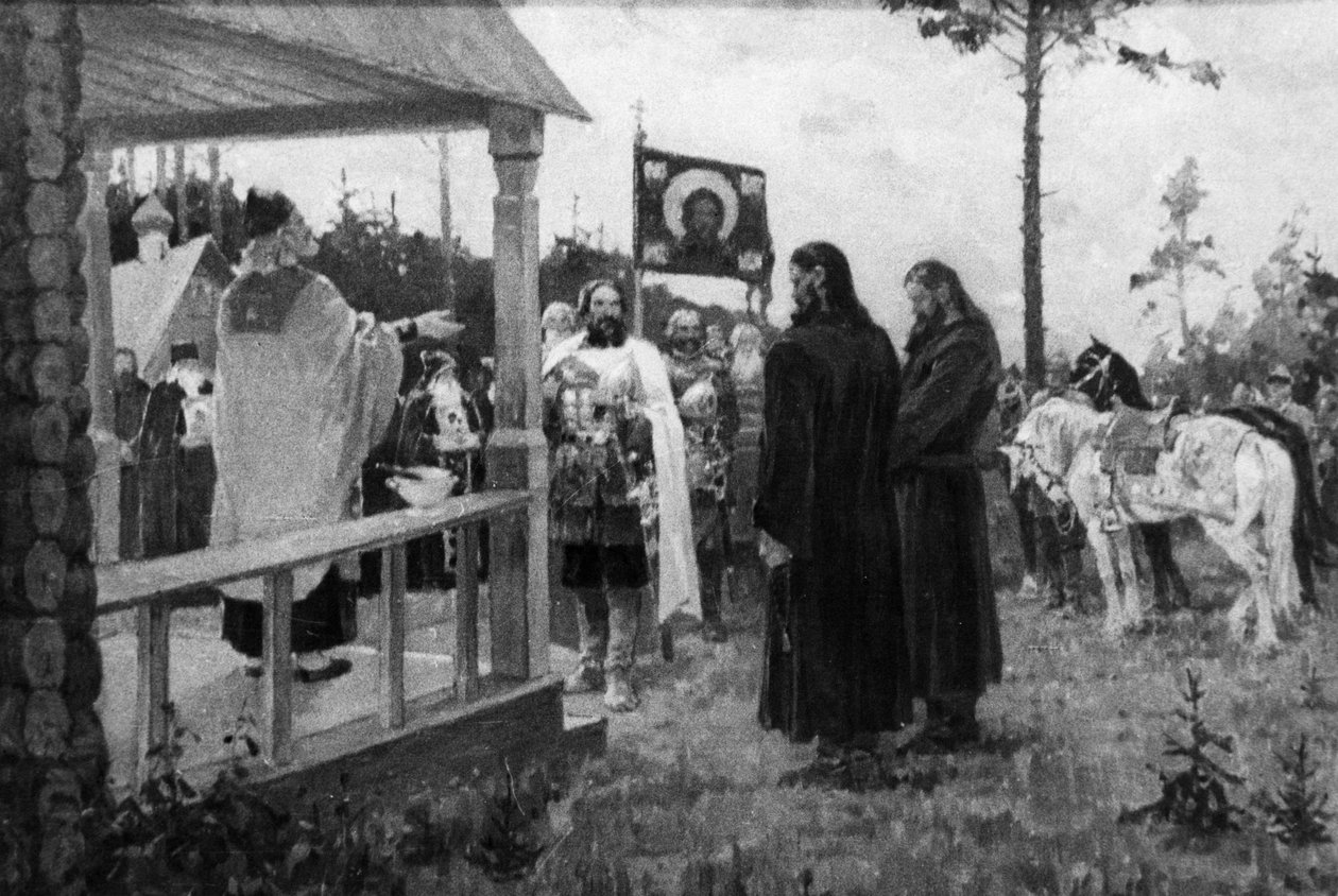 Dmitri Donskoi Chamando na Pintura de Sergei Radonezhsky