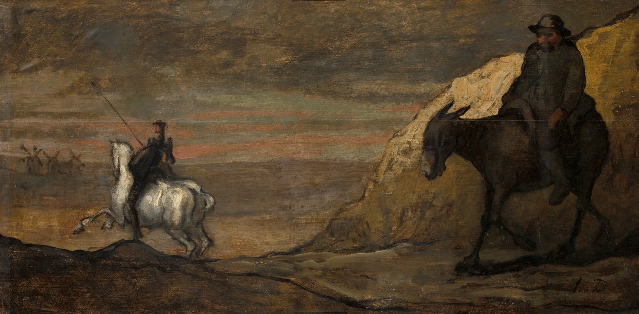 Dom Quixote e os Moinhos de Vento, c. 1850. de Unbekannt