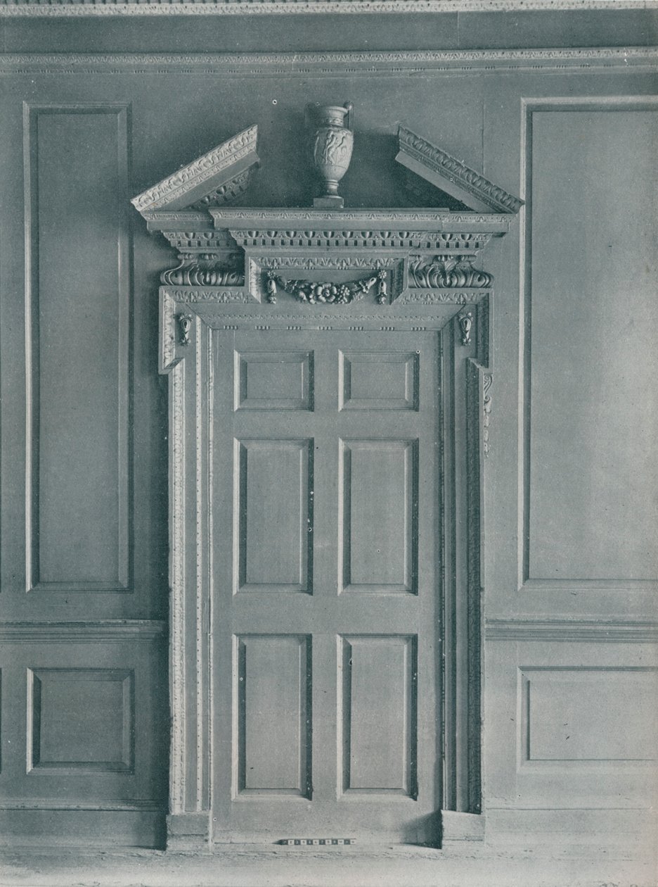 Porta da sala com painéis, início da Geórgia, 26, Hatton Garden, c1909 de Unbekannt