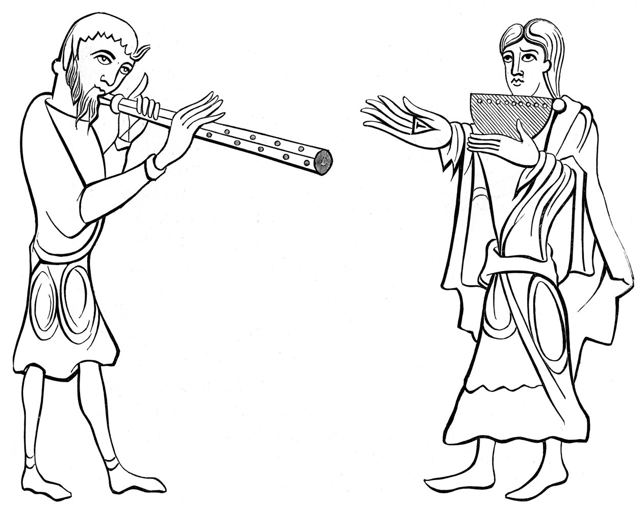Flauta dupla e flauta sirinx de nove orifícios, século XI 1849 de Unbekannt