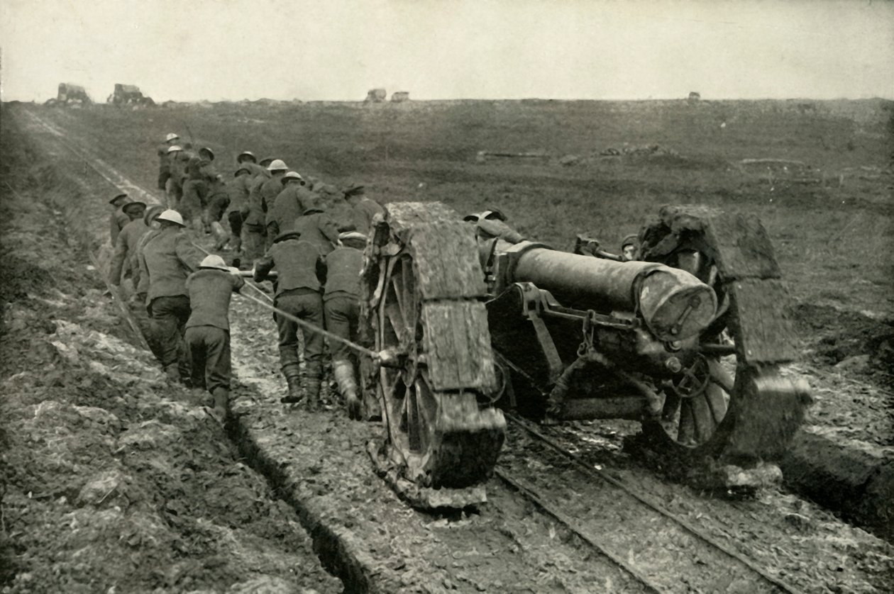 Arrastando as armas para novas posições avançadas, 1919. de Unbekannt