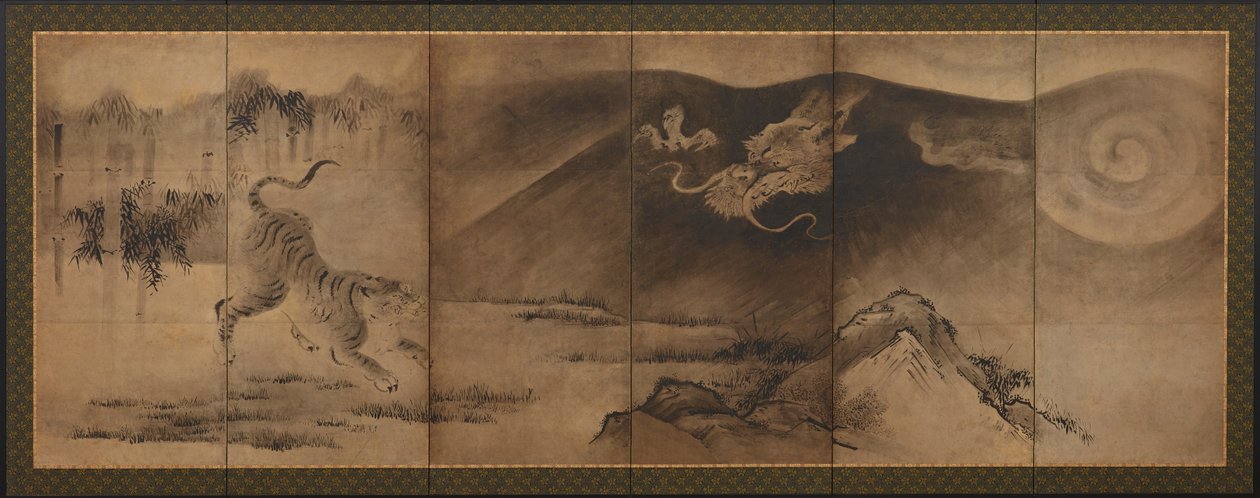 Dragão e tigre, período Momoyama ou Edo, século XVII. de Unbekannt