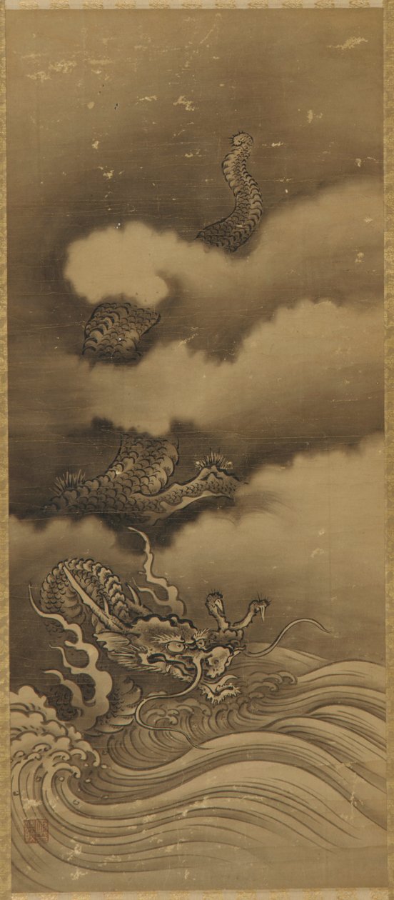 Dragão e ondas, período Edo, 1615-1868. de Unbekannt