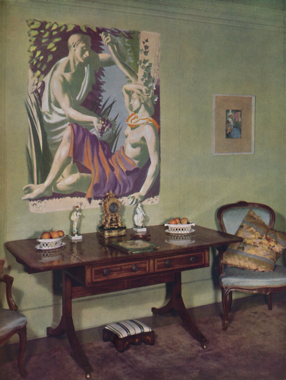 Sala de estar em um apartamento em Londres decorada por Frankland Dark, FRIBA para uso próprio, c1945 de Unbekannt