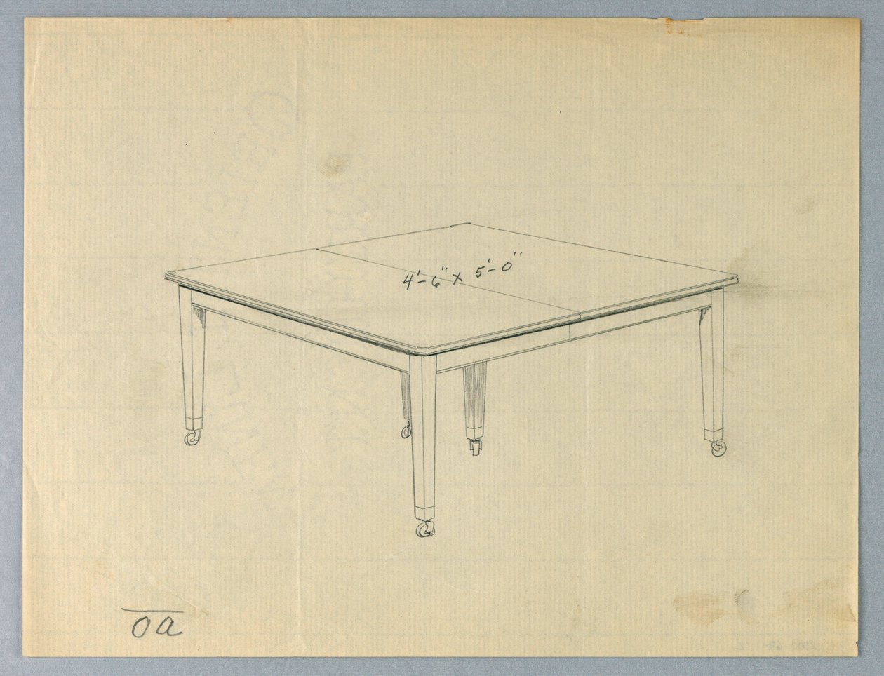 Desenho, Desenho para mesa de jantar rectangular de seis patas de Unbekannt