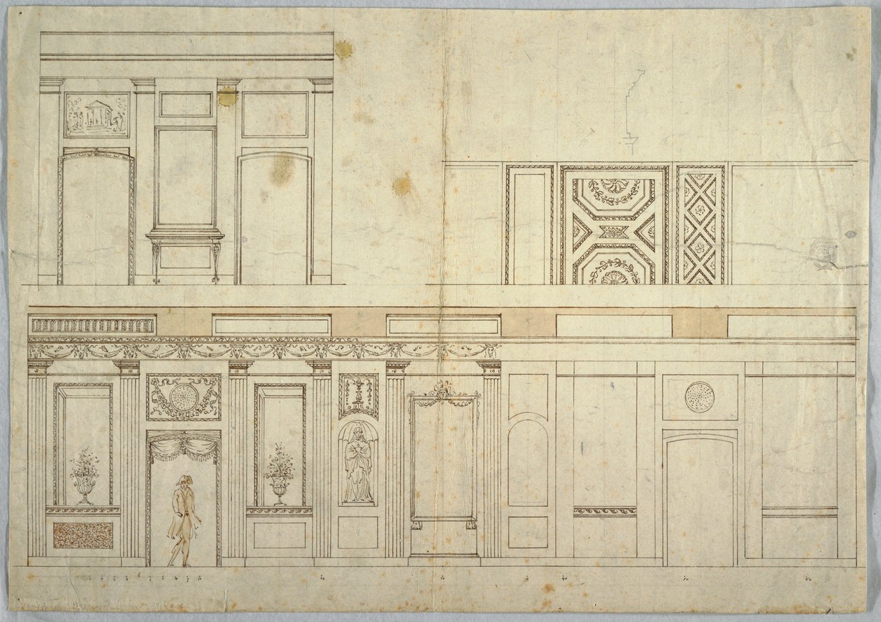 Desenho, Design para um Interior, 1800-1820 de Unbekannt