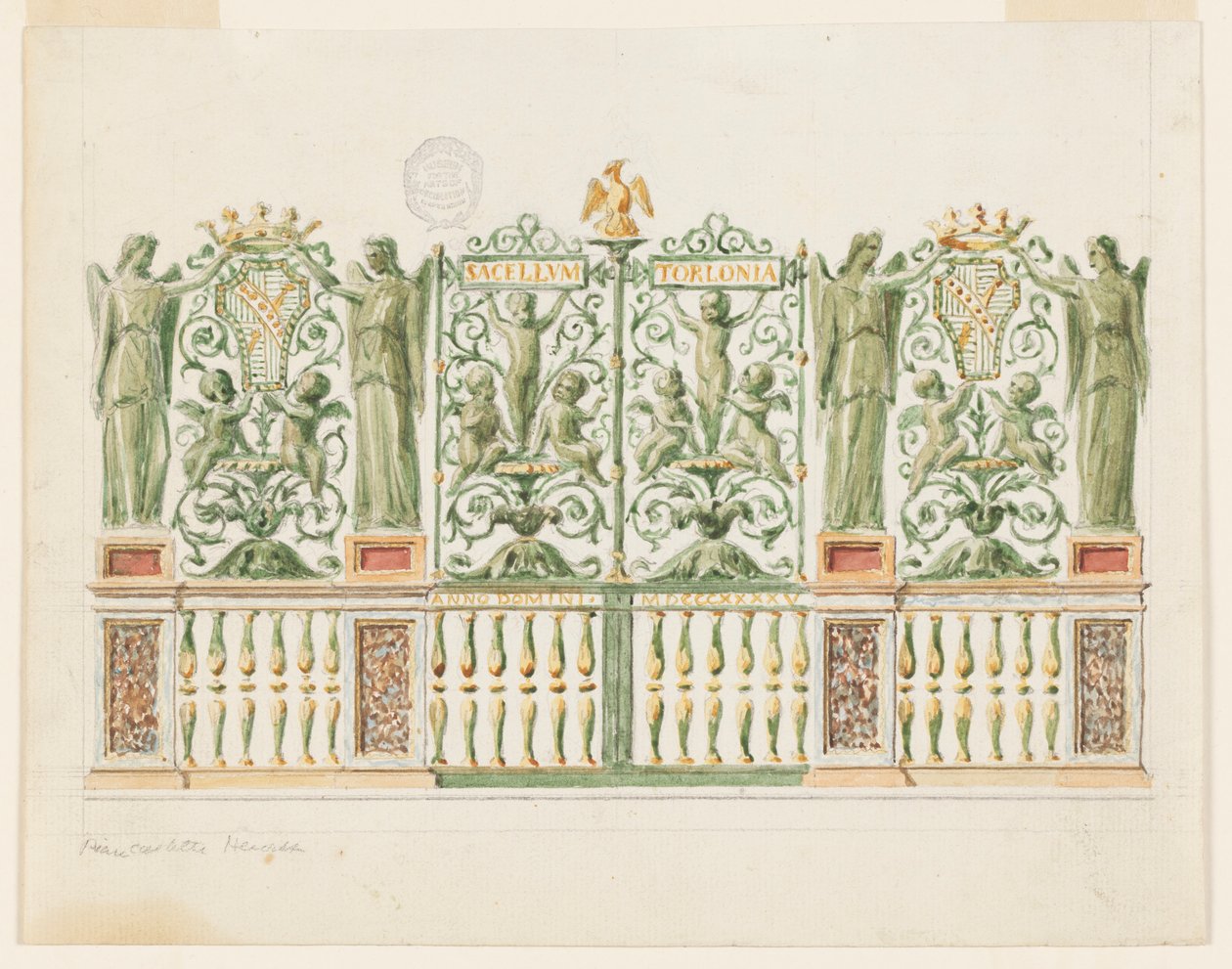 Desenho, Projeto para o portão da capela, 1845 de Unbekannt