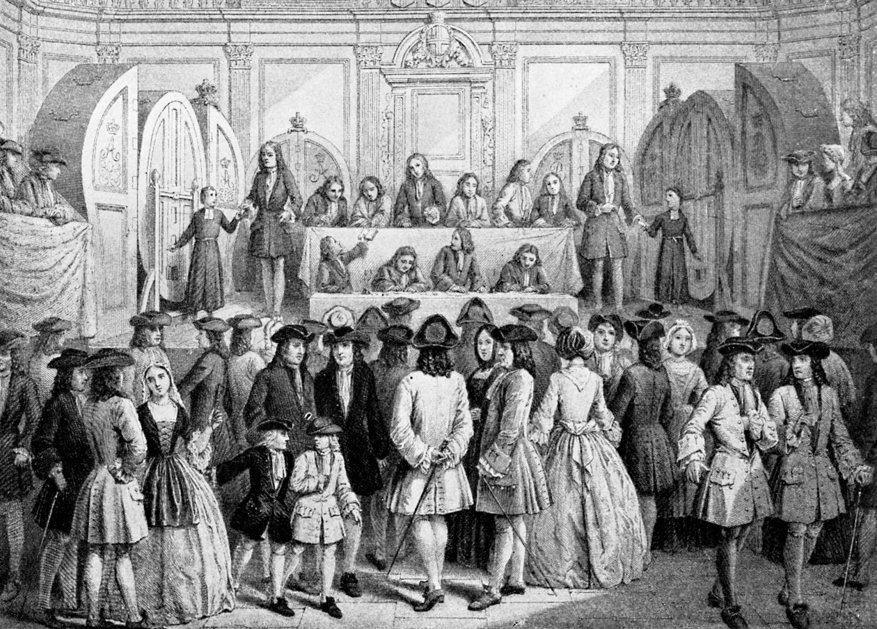 Desenho de uma loteria no Guildhall, 1739, c1920 de Unbekannt