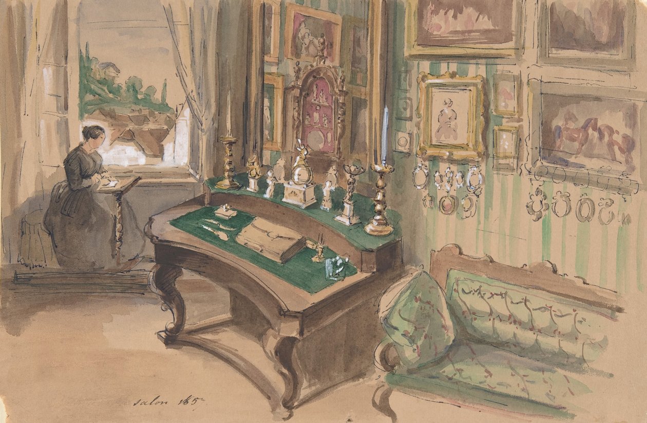 Desenho de um Interior: Salão, 1857. de Unbekannt