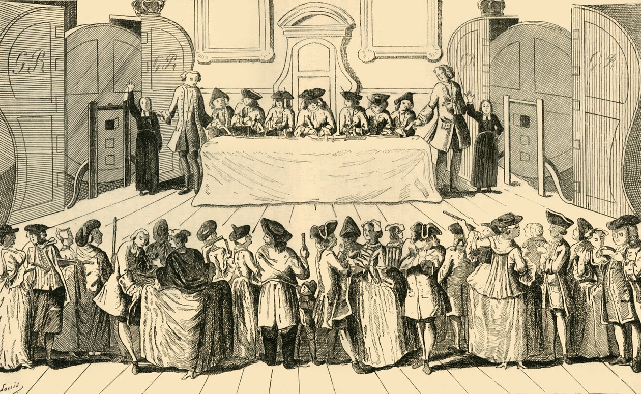 Sorteio da Loteria Estadual em Guildhall, 1751, c1872. de Unbekannt