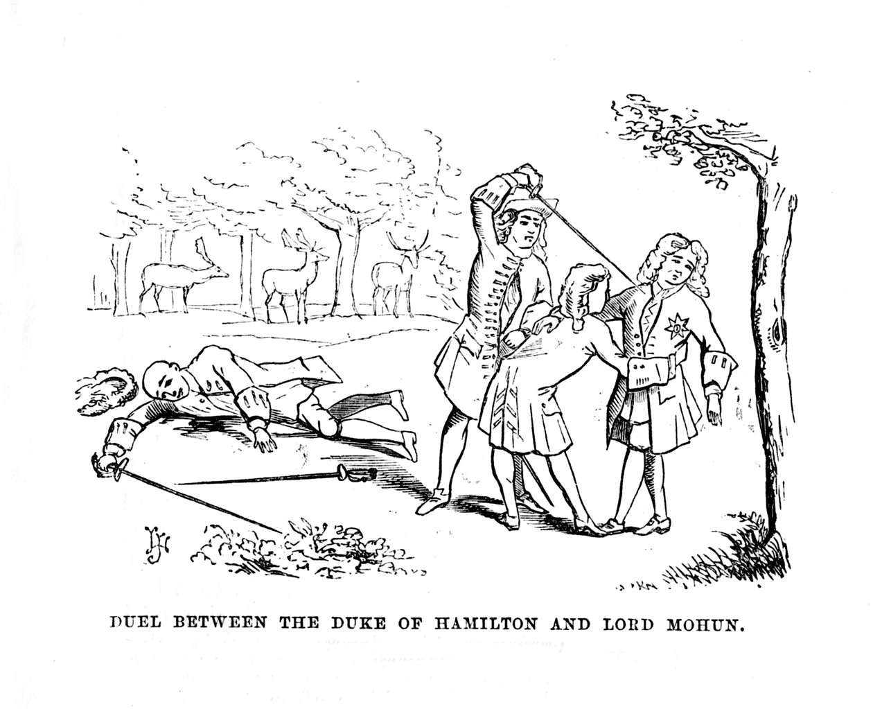 Duelo entre O Duque de Hamilton e Lord Mohun, c1870 de Unbekannt