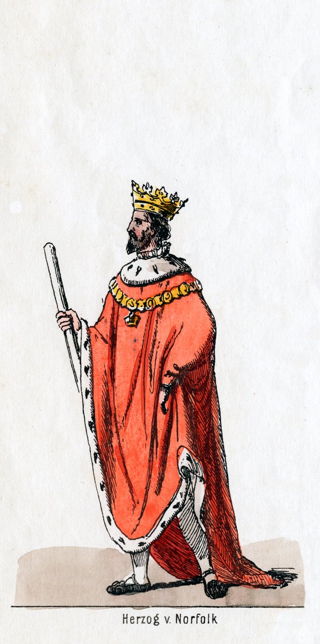 Duque de Norfolk, figurino para a peça de Shakespeares, Henrique VIII, século XIX. de Unbekannt