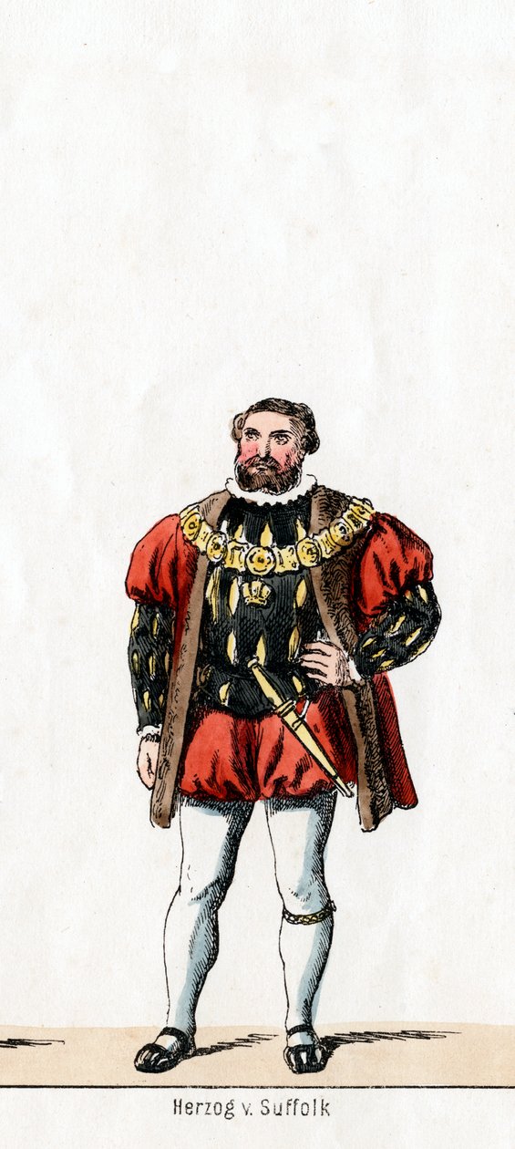 Duque de Suffolk, figurino para peça de Shakespeares, Henrique VIII, século XIX de Unbekannt