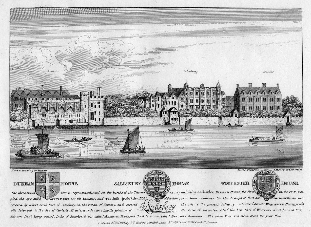 Durham House, Salisbury House e Worcester House, Londres, c1630 1808 de Unbekannt