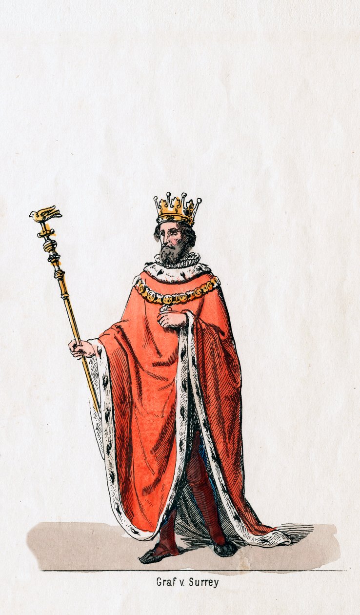 Conde de Surrey, figurino para a peça de Shakespeares, Henrique VIII, século XIX de Unbekannt