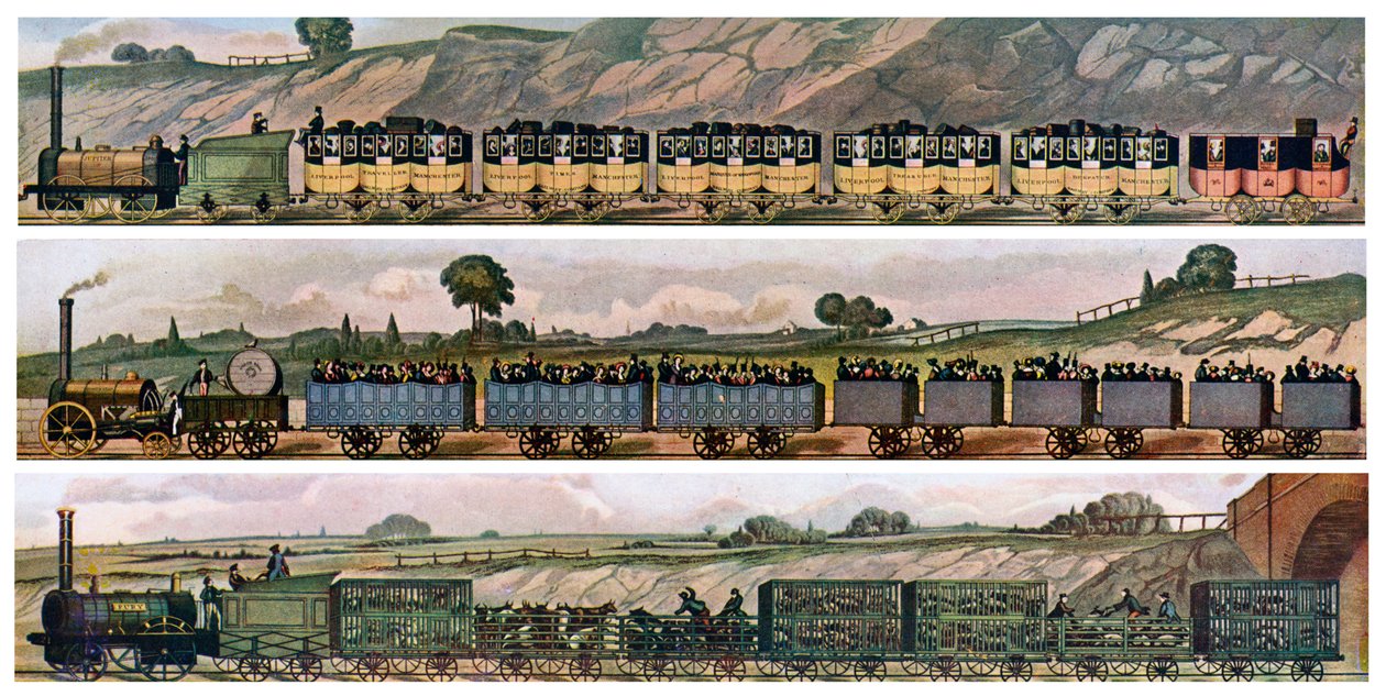 Treinadores ferroviários antigos, Liverpool e Manchester Railway, Inglaterra, 1831, c1900-1920 de Unbekannt