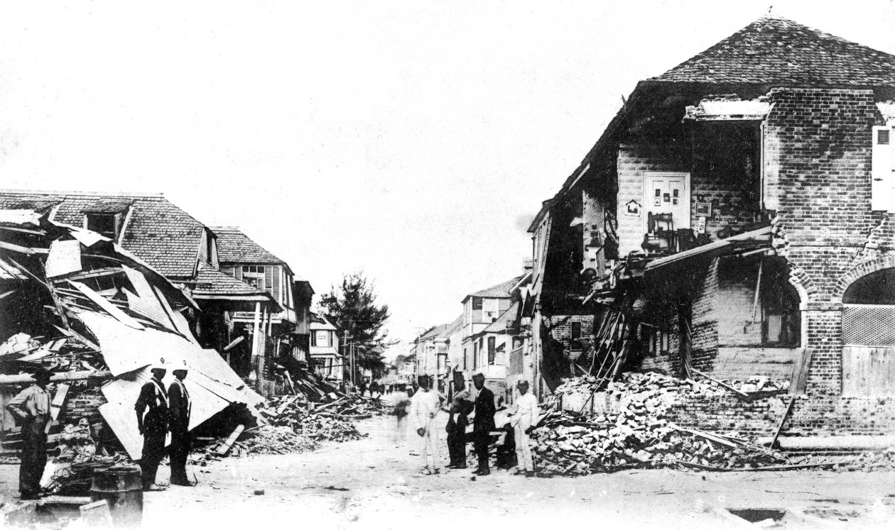 Danos causados pelo terremoto, Duke Street, Kingston, Jamaica, 1907 de Unbekannt