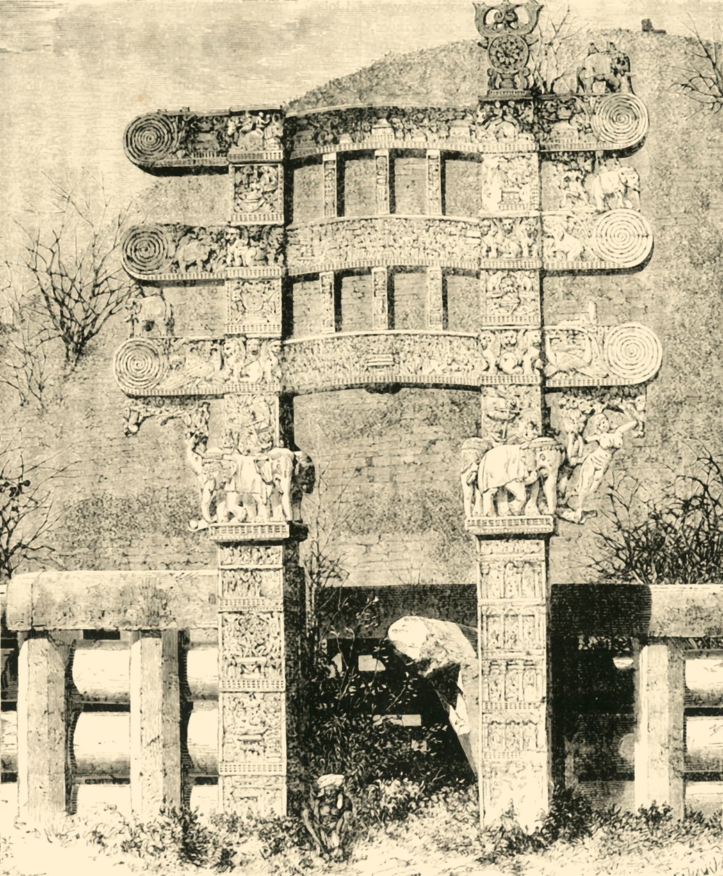Portão Leste da Grande Stupa de Sanchi, 1890. de Unbekannt
