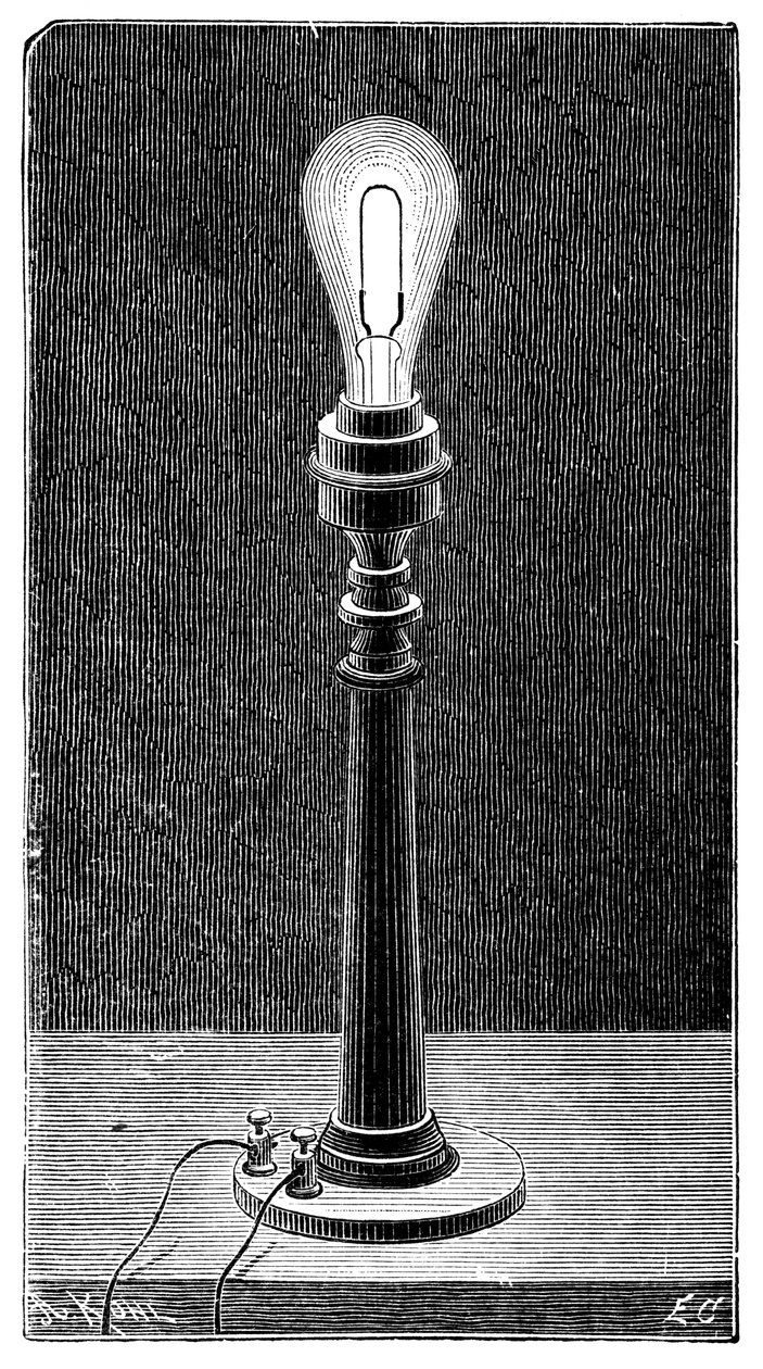 Edisons globo de luz incandescente em um candeeiro de mesa, 1891 de Unbekannt