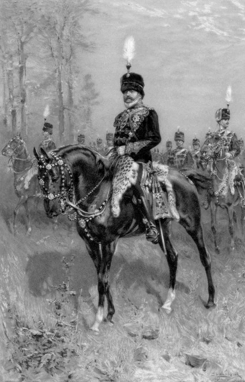 Eduardo VII como Coronel em Chefe dos 10º Hussardos, 1902 de Unbekannt