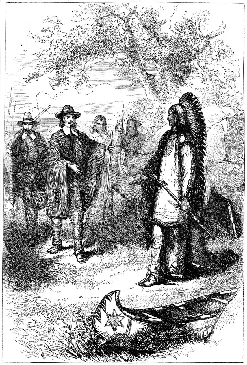 Edward Winslows visita a Massasoit, século XVII c1880 de Unbekannt
